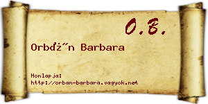 Orbán Barbara névjegykártya